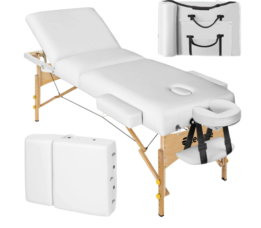 3 zones massagetafel,  7,5cm matras en houten frame