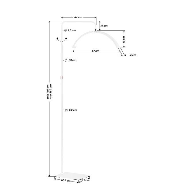 Glow booglamp MX6 op standaard - wit en zwart