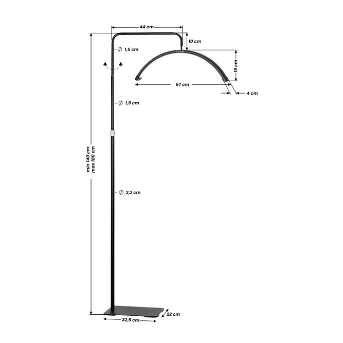 Glow booglamp MX6 op standaard - wit en zwart